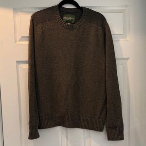 Eddie Bauer Charcoal-Olive Knit Crew Neck Pullover L
